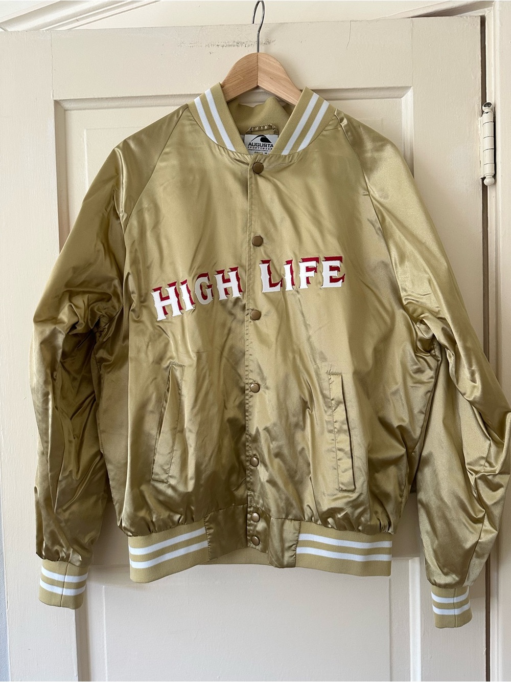 RARE Gold Miller High Life satin bomber jacket size Medium